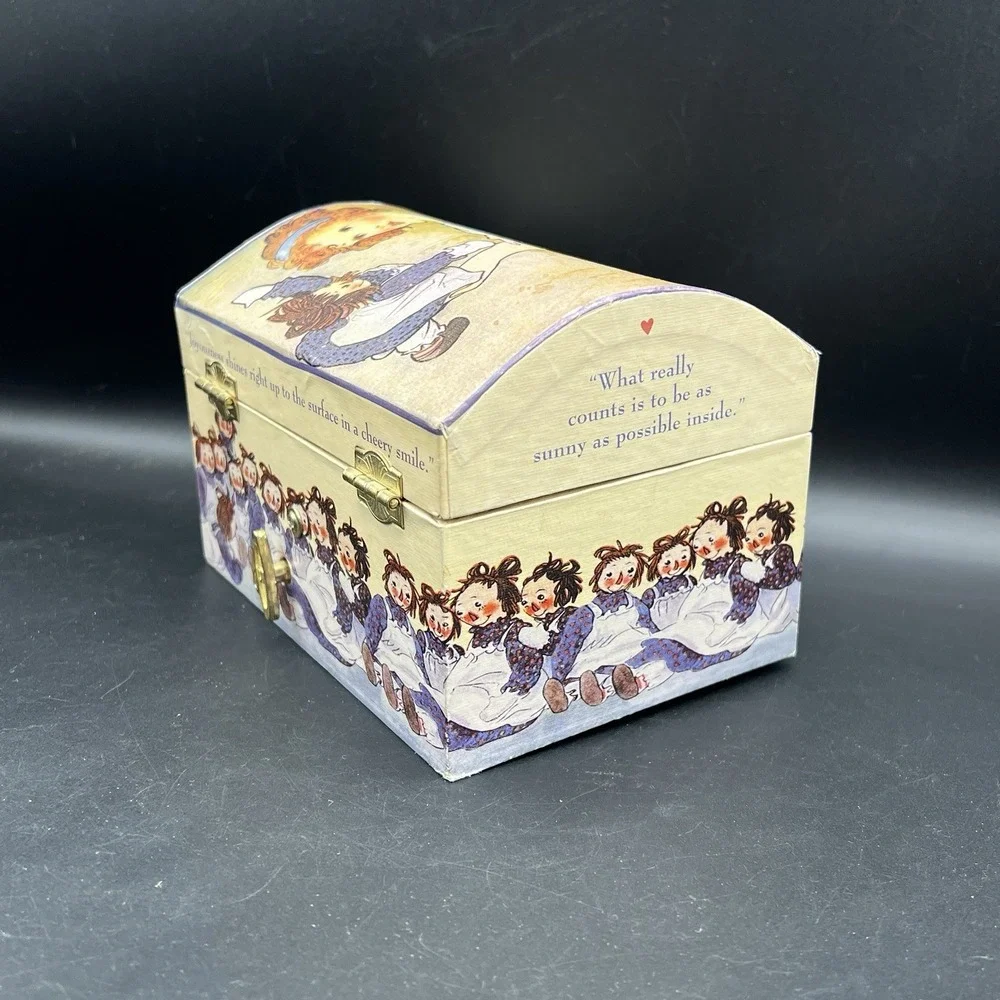 VTG 1969 Raggedy Ann Wood‎ Jewelry Chest Music Box Schylling Dancing ANN ~ WORKS